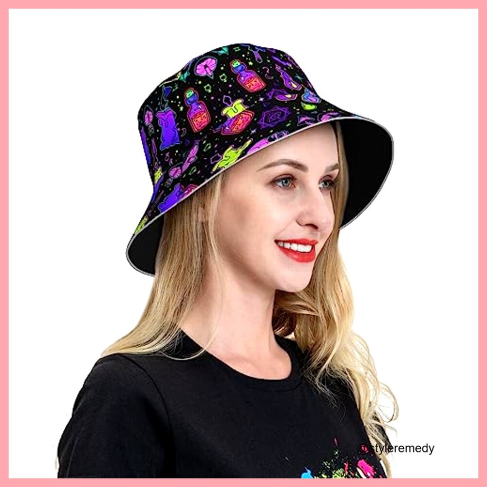 Polyester Bucket Hat Packable Sun Cap Adjustable … - image 4